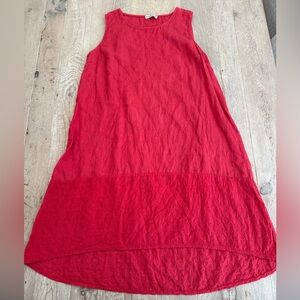 Terzo Millennio Red Linen Sleeveless Dress Size Large Midi Maxi